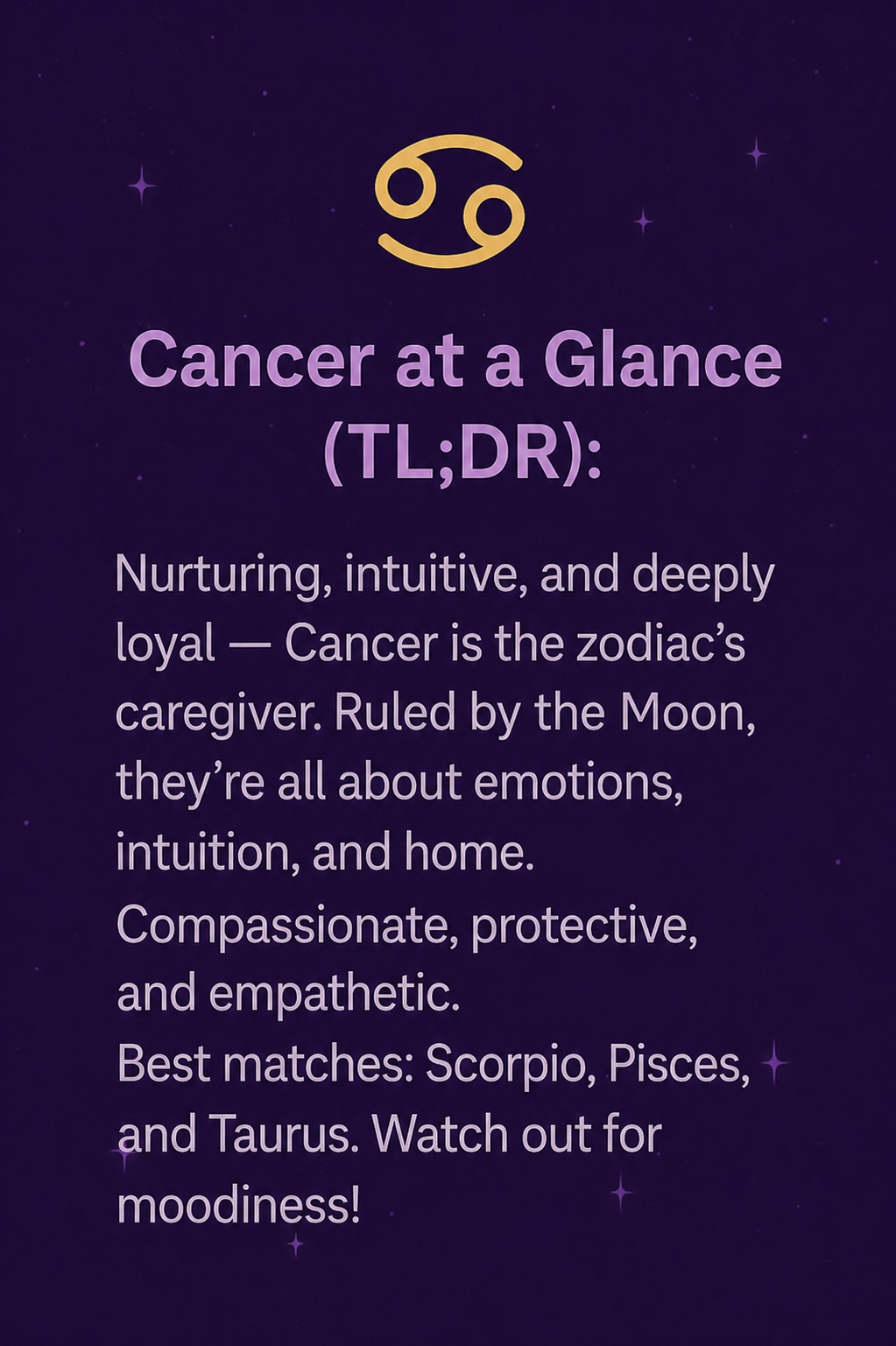 Cancer TL;DR Card