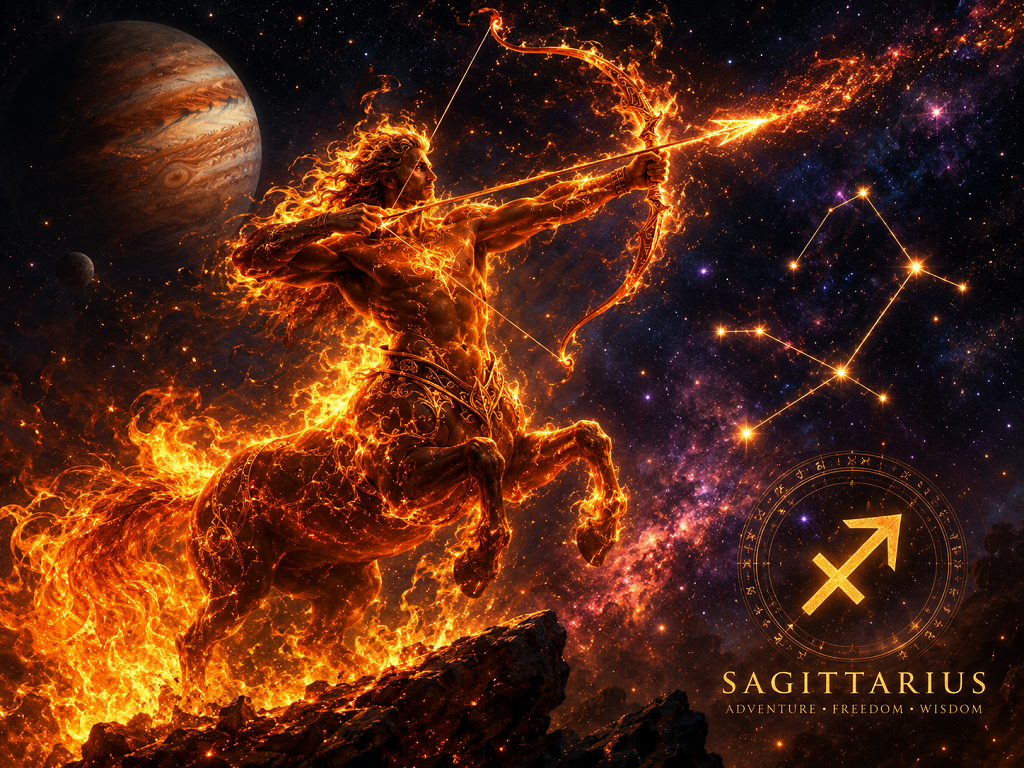 Sagittarius Archer under a cosmic sky